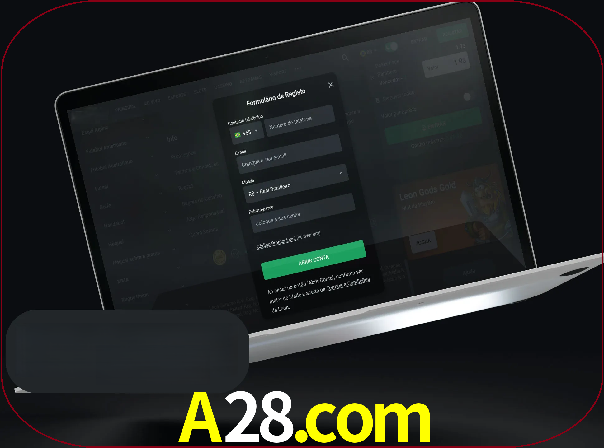 Abra o site da LeonBet e crie sua própria conta.