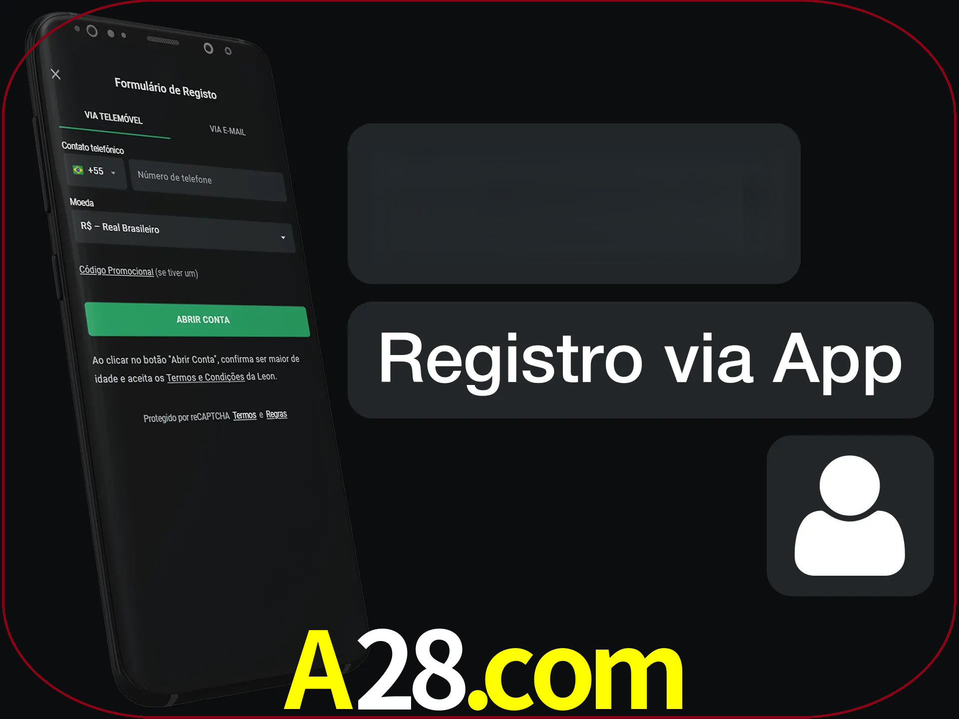 Registre-se com duas etapas usando o aplicativo.