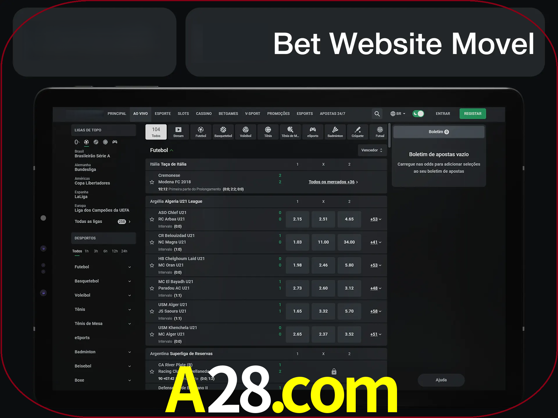 Use nosso website em qualquer dispositivo.